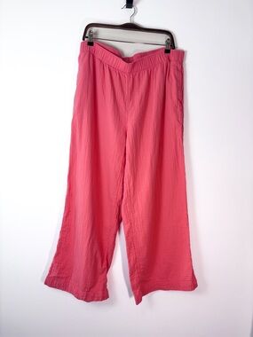 Old Navy Pink Cotton Gauze High Rise Wide Leg Comfort Pull-On Beach Pants XL